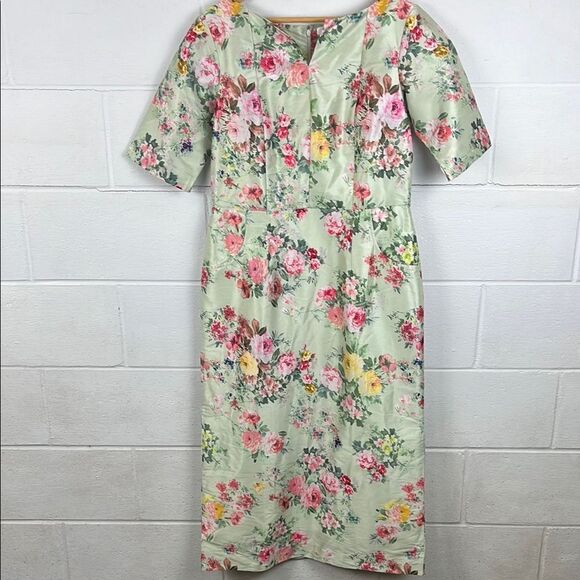 eShakti women’s floral print Dupioni sheath dress - Picture 1 of 8